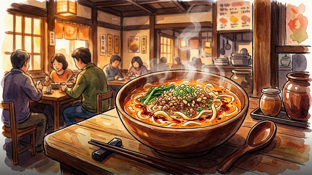 話題の豆乳たんたんほうとうを、実際に注文して食べてみた | 手打ちほうとうと発幸料理の店 元祖へっころ谷